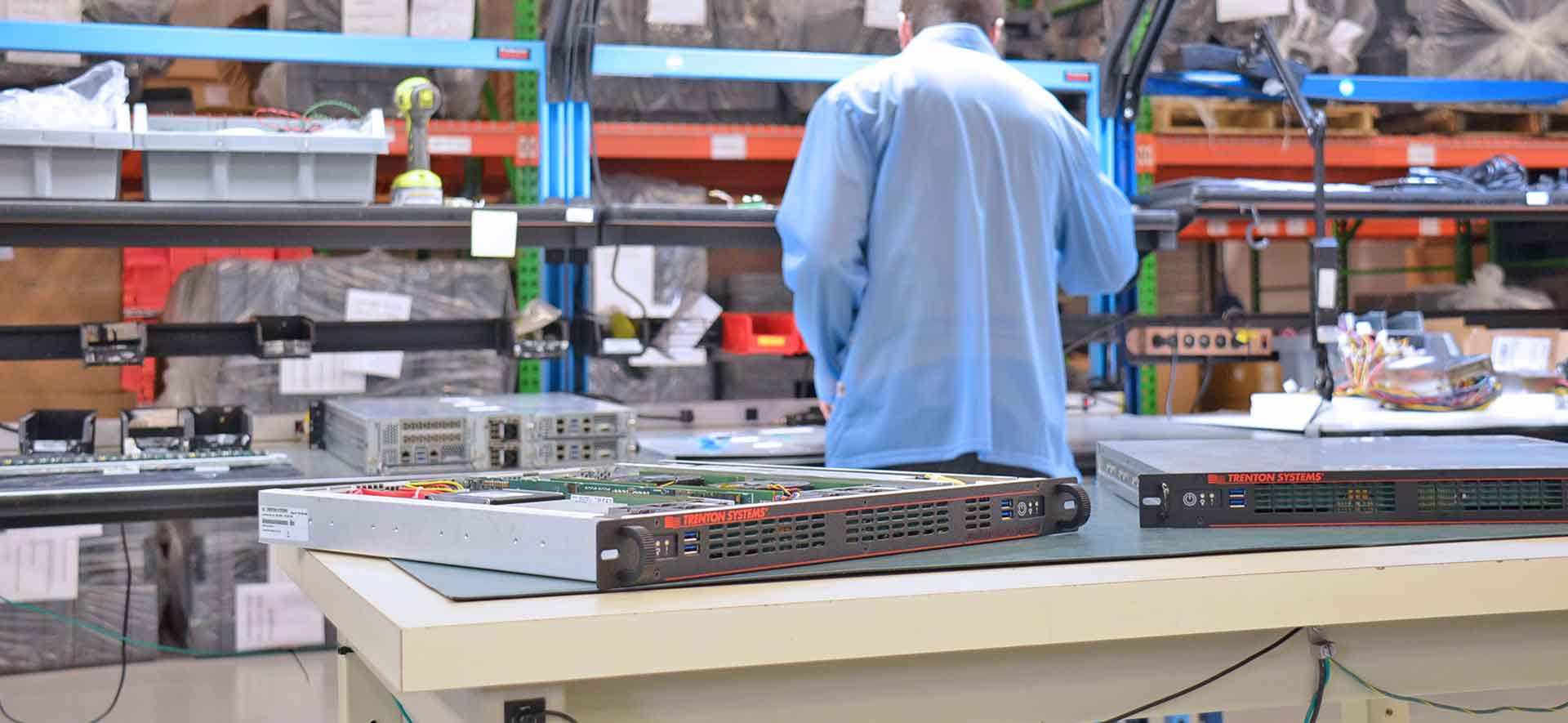 A photo of 1U rugged workstations manufactured by Trenton Systems