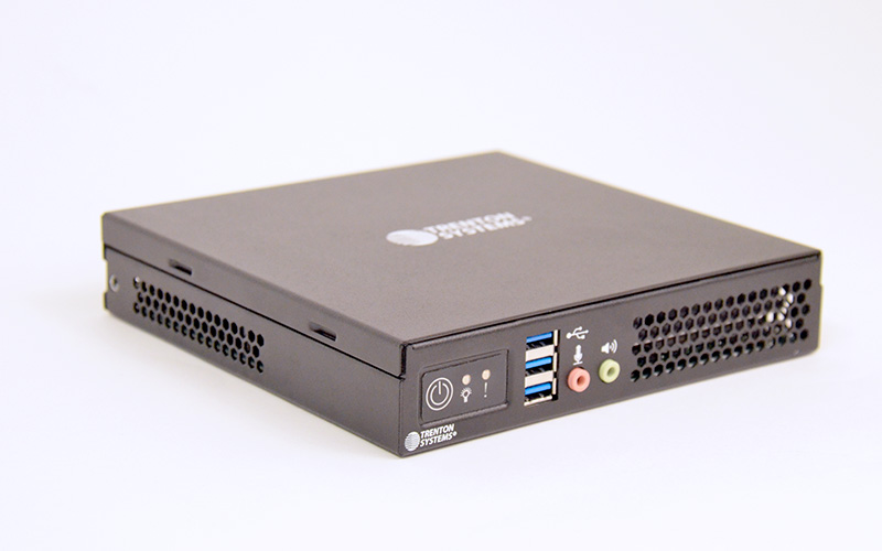 This is a front view of the ION Rugged Mini PC with three USB 3.0 ports and Audio In/Out