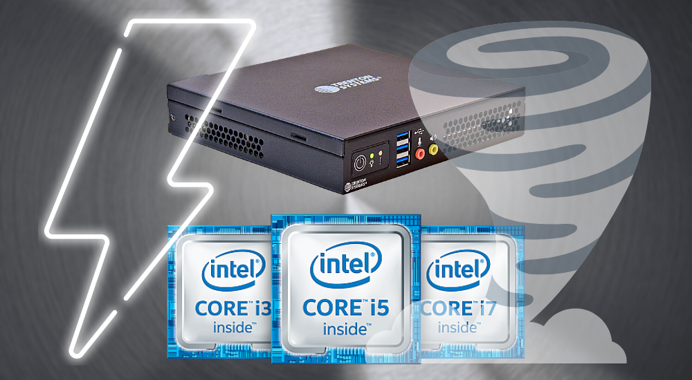 Trenton Systems ION Mini PC graphic placed behind Intel Core processors