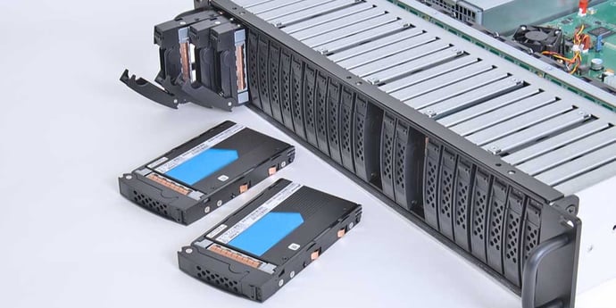 Trenton Systems NVMe SSD JBOF Enclosure populated with 24 U.2 NVMe SSDs