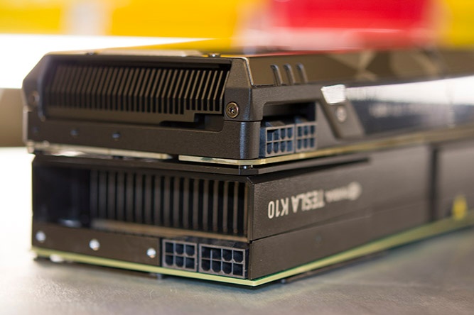A Tesla K10 Graphics Processing Unit (GPU) by NVIDIA