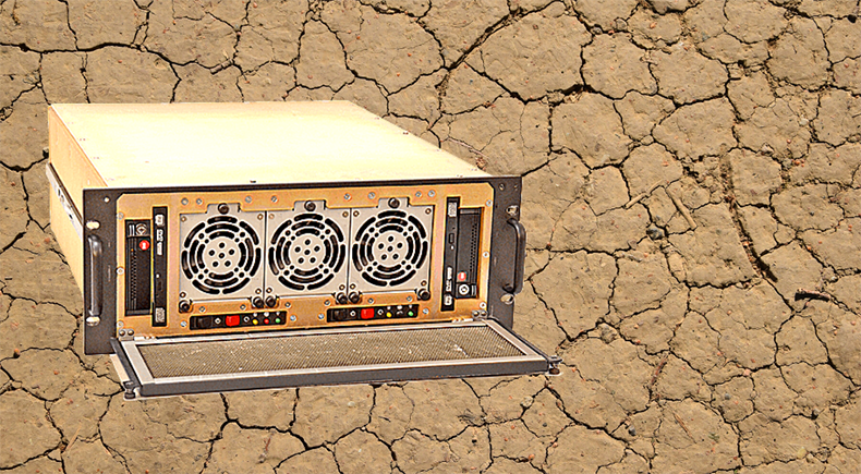 Trenton Systems 4U MIL-STD-810 rugged server on cracked ground 