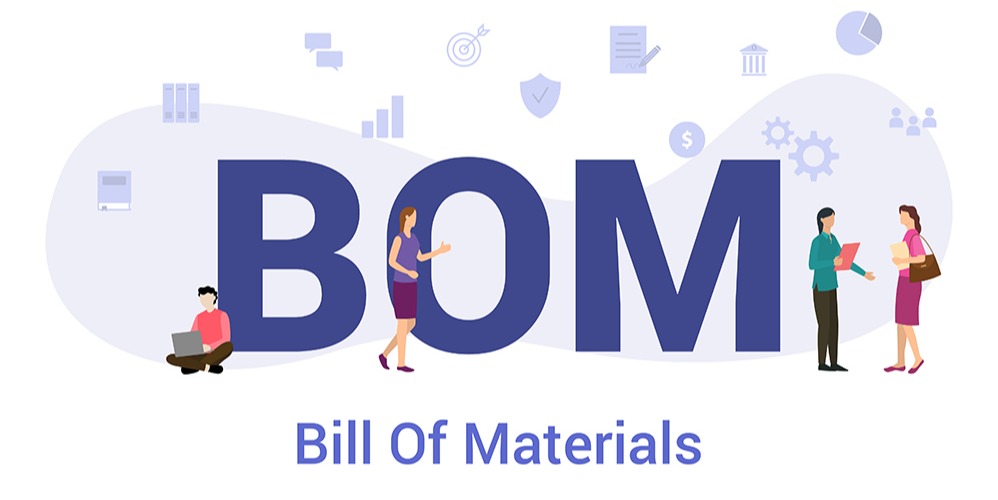 This is a graphic that reads "BOM (bill of materials)."