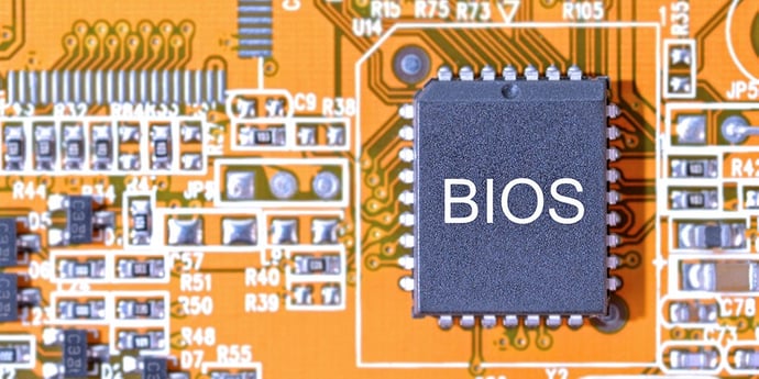 This is an illustrative image of a chip marking the BIOS of a computer system.