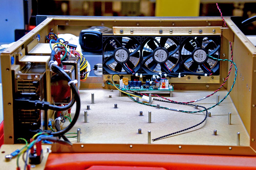 Interior view of TMS4711 system fans and power supply