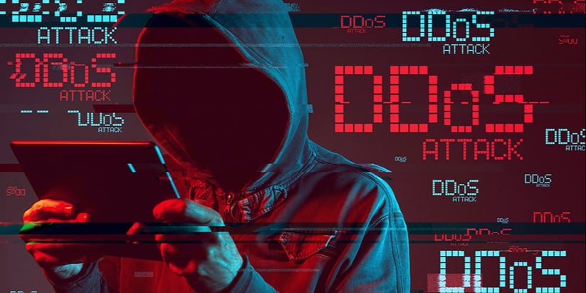 A hacker carrying out a DDoS attack
