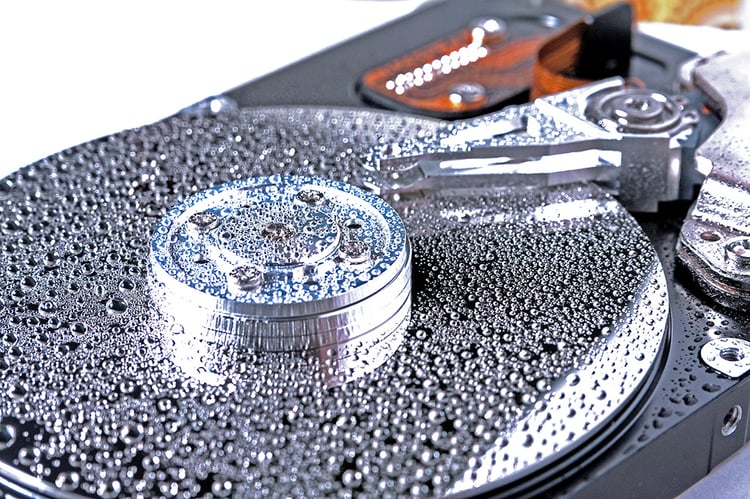 A hard disk drive plagued by water droplets or condensation