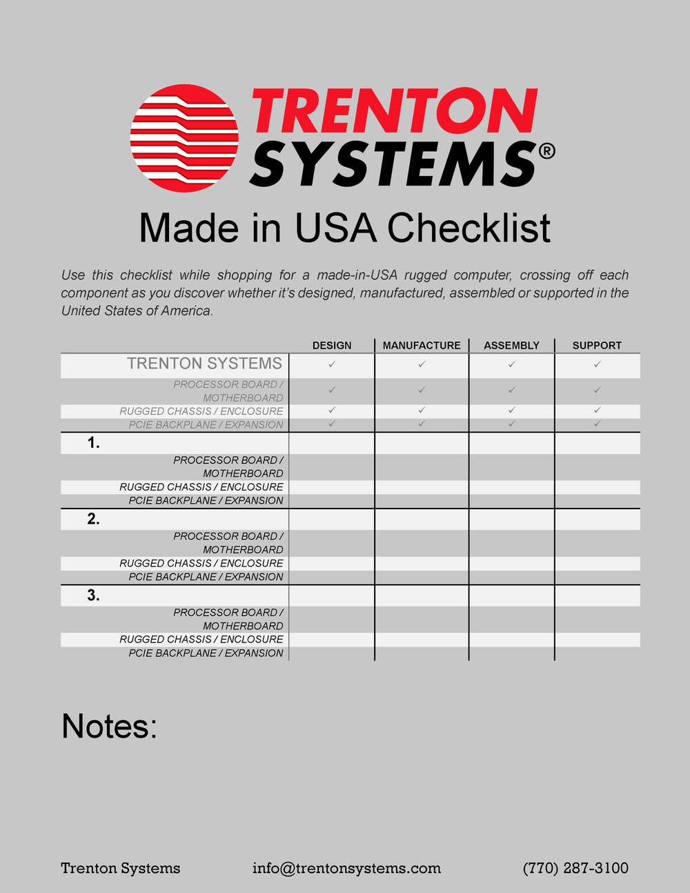 Trenton Systems' made in USA checklist
