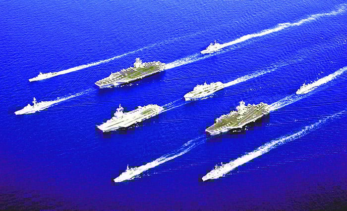 Navy ships in formation