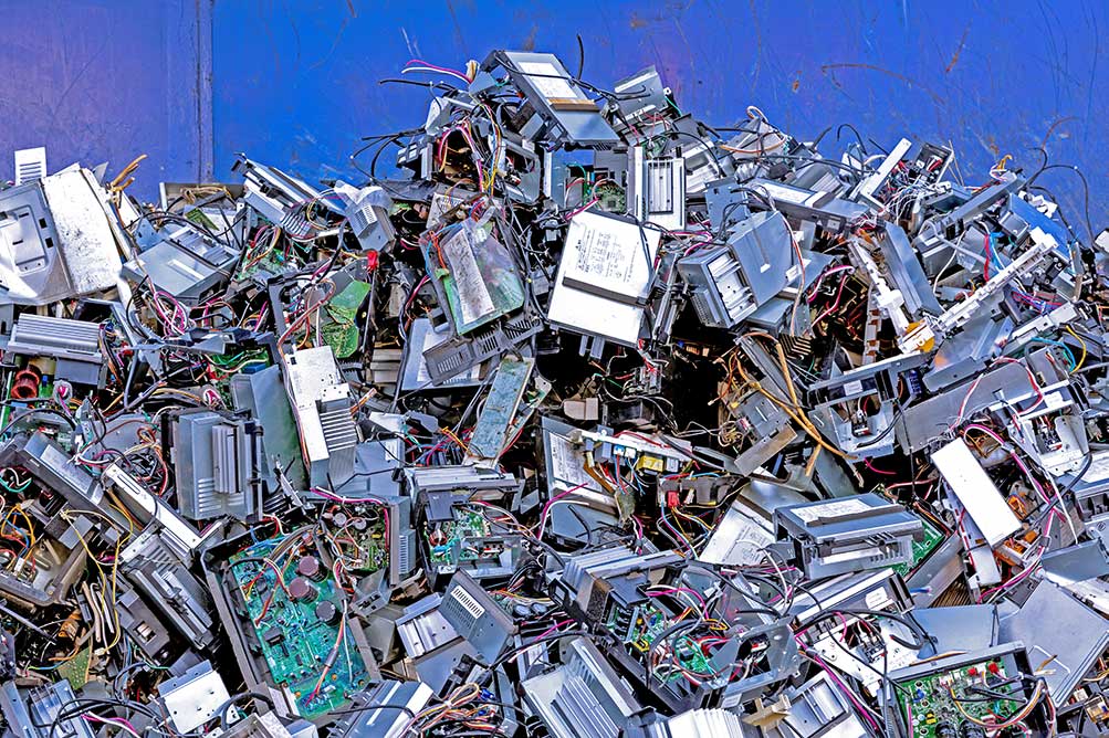 A pile of scrap electronics