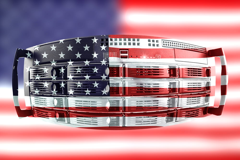 A server with an American flag design